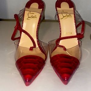 Christian Louboutin Red/Burgundy PVC Leather Pumps